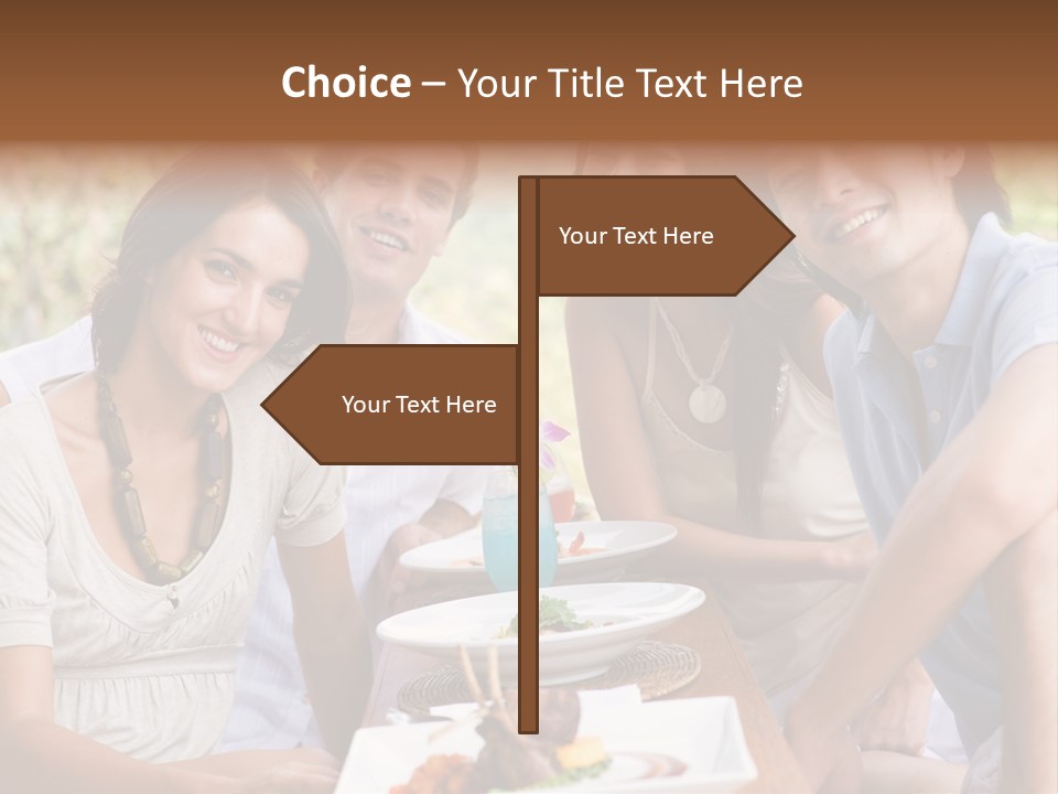 A Group Of Young Adults Having Lunch On Vacation PowerPoint Template