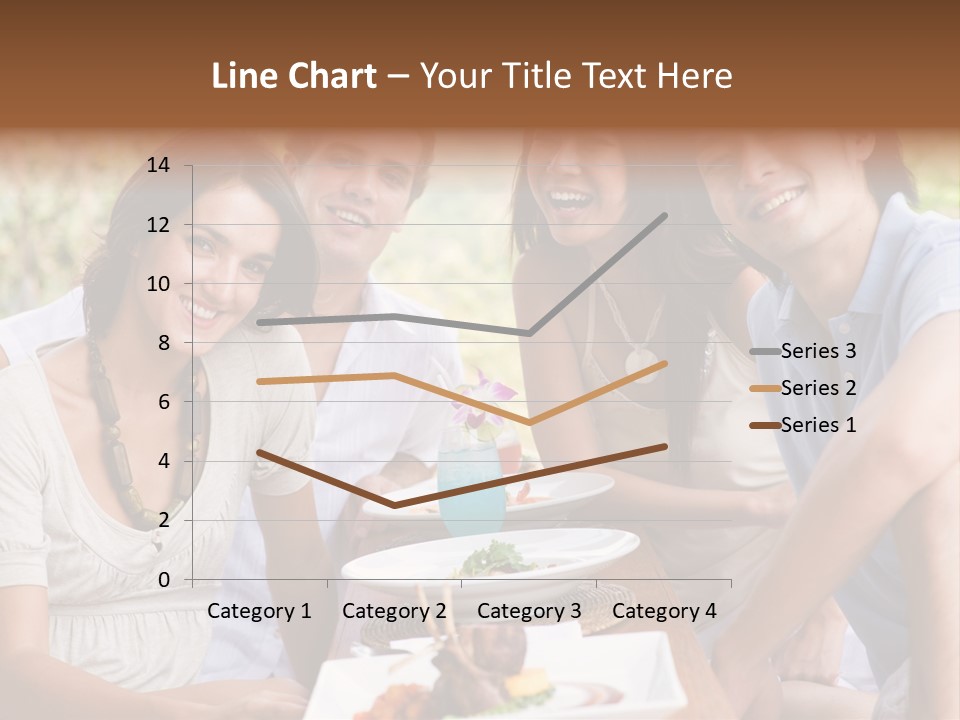 A Group Of Young Adults Having Lunch On Vacation PowerPoint Template