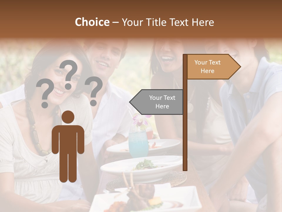 A Group Of Young Adults Having Lunch On Vacation PowerPoint Template