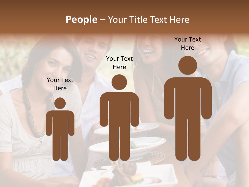 A Group Of Young Adults Having Lunch On Vacation PowerPoint Template
