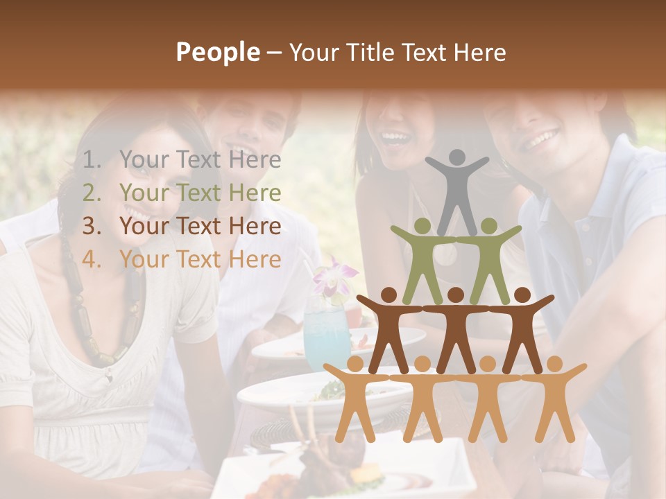 A Group Of Young Adults Having Lunch On Vacation PowerPoint Template