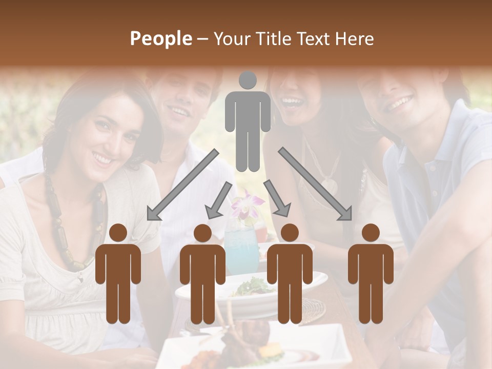 A Group Of Young Adults Having Lunch On Vacation PowerPoint Template