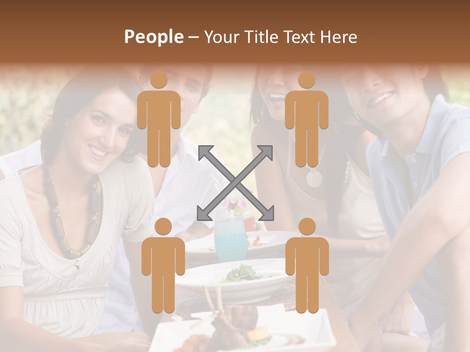 A Group Of Young Adults Having Lunch On Vacation PowerPoint Template