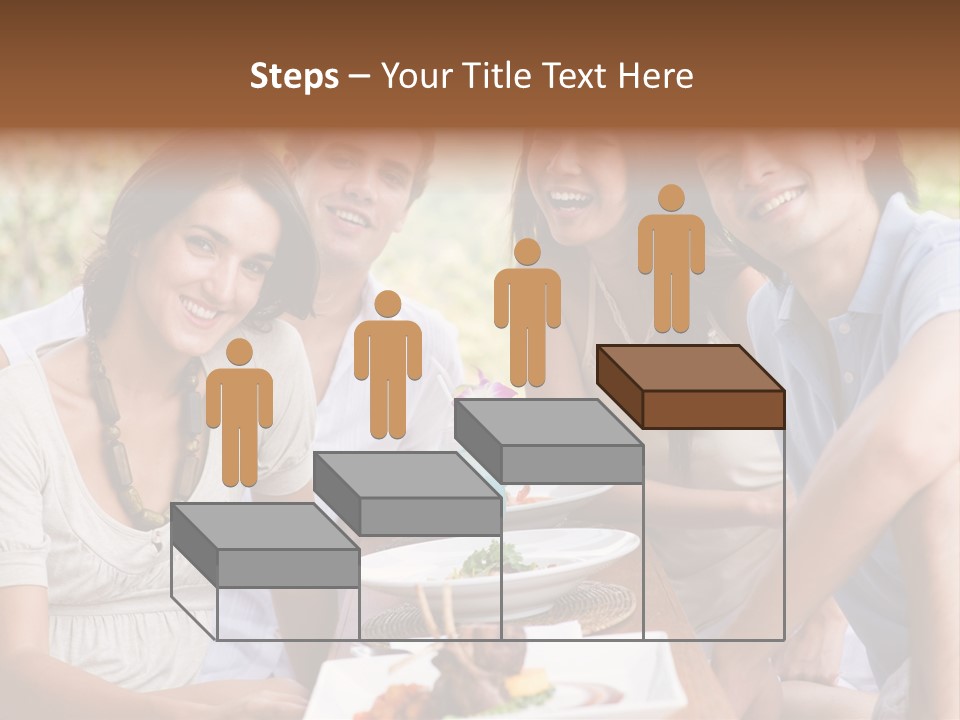 A Group Of Young Adults Having Lunch On Vacation PowerPoint Template