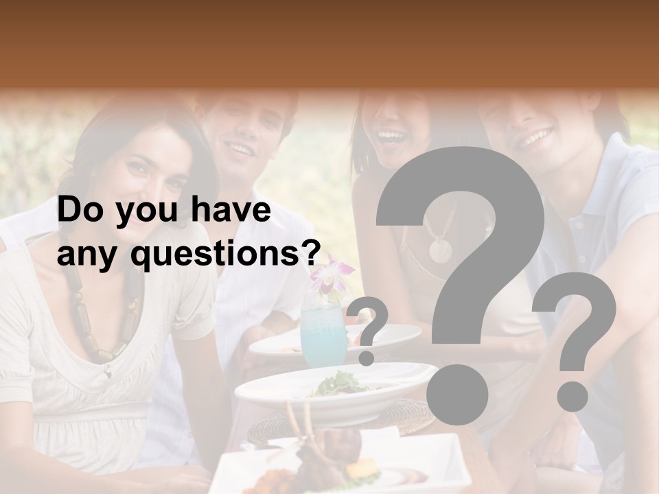 A Group Of Young Adults Having Lunch On Vacation PowerPoint Template