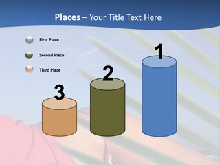 Woman In Kaftan On The Beach With Palm Foliage Foreground PowerPoint Template