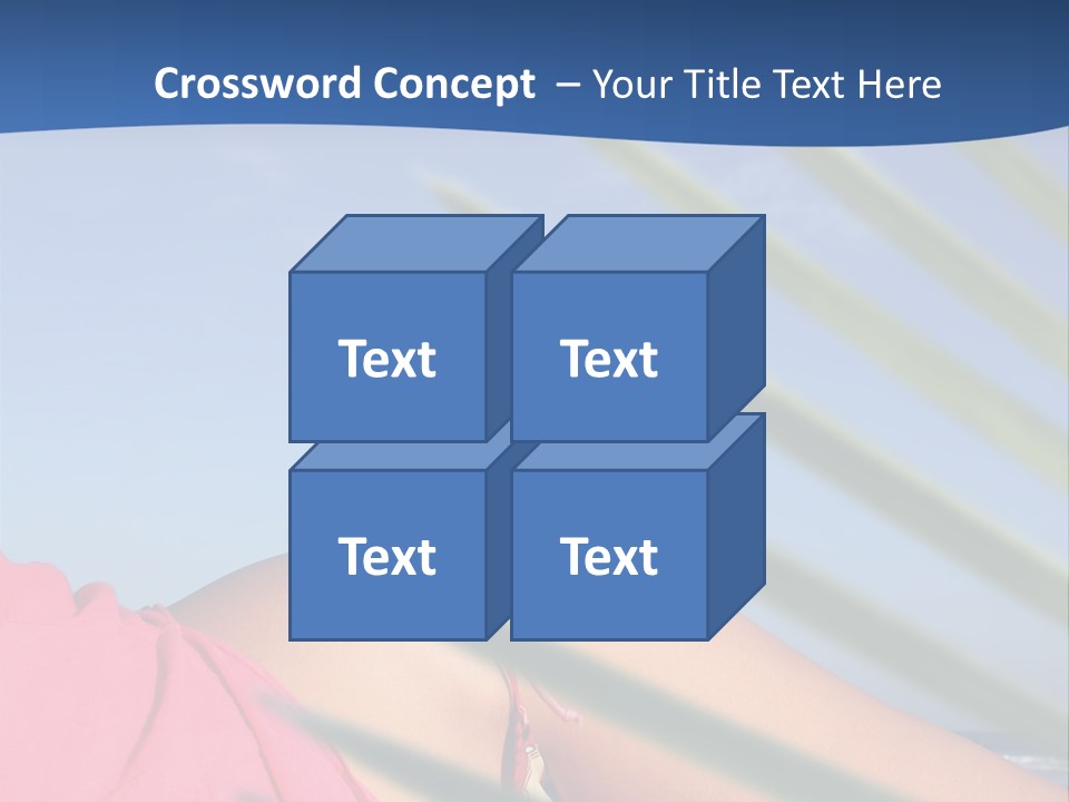 Woman In Kaftan On The Beach With Palm Foliage Foreground PowerPoint Template