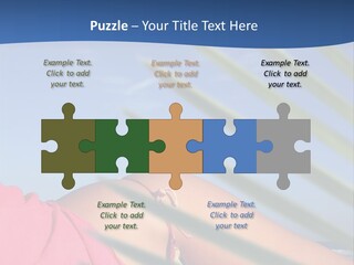 Woman In Kaftan On The Beach With Palm Foliage Foreground PowerPoint Template