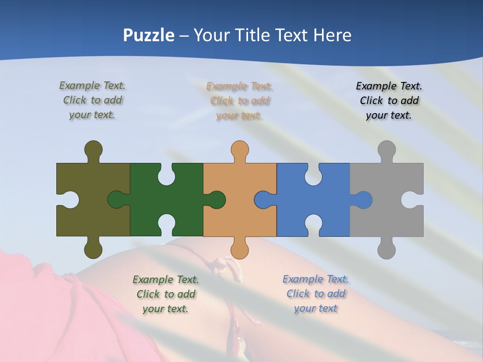 Woman In Kaftan On The Beach With Palm Foliage Foreground PowerPoint Template