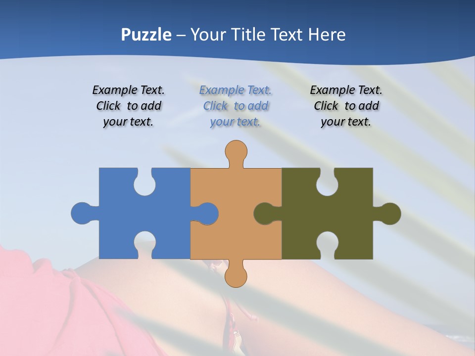 Woman In Kaftan On The Beach With Palm Foliage Foreground PowerPoint Template