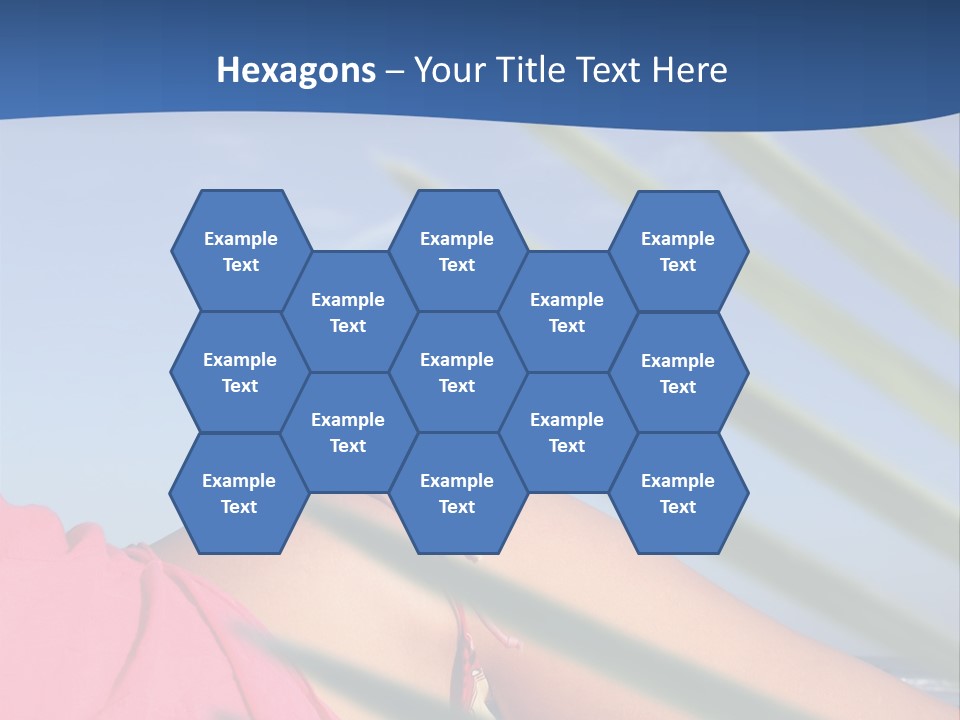 Woman In Kaftan On The Beach With Palm Foliage Foreground PowerPoint Template