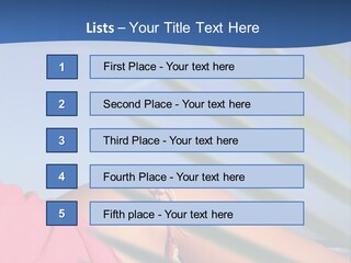 Woman In Kaftan On The Beach With Palm Foliage Foreground PowerPoint Template