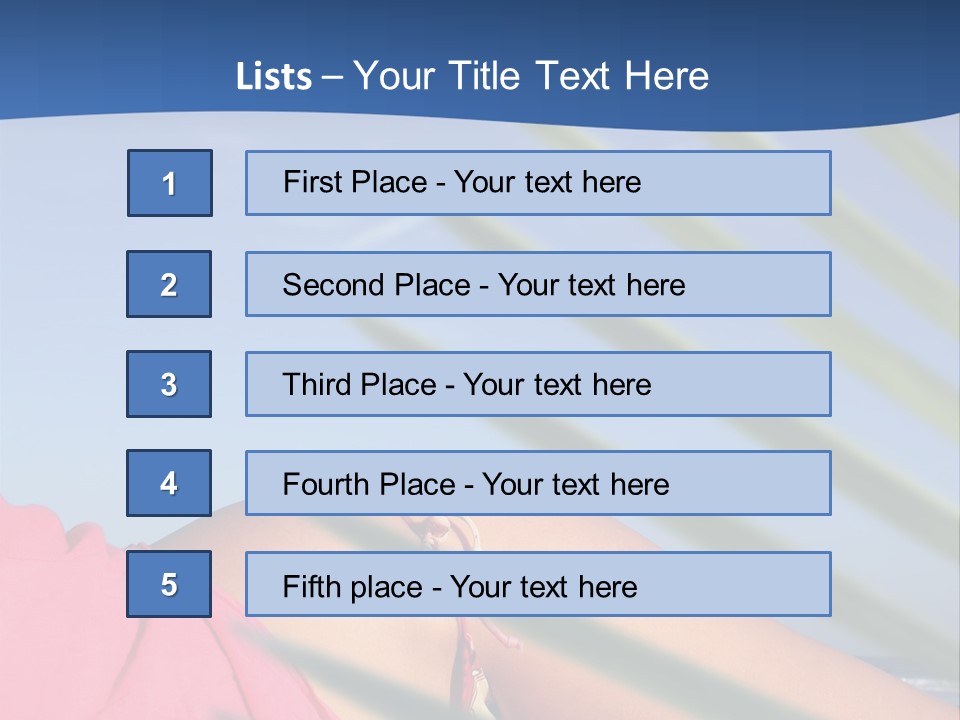 Woman In Kaftan On The Beach With Palm Foliage Foreground PowerPoint Template