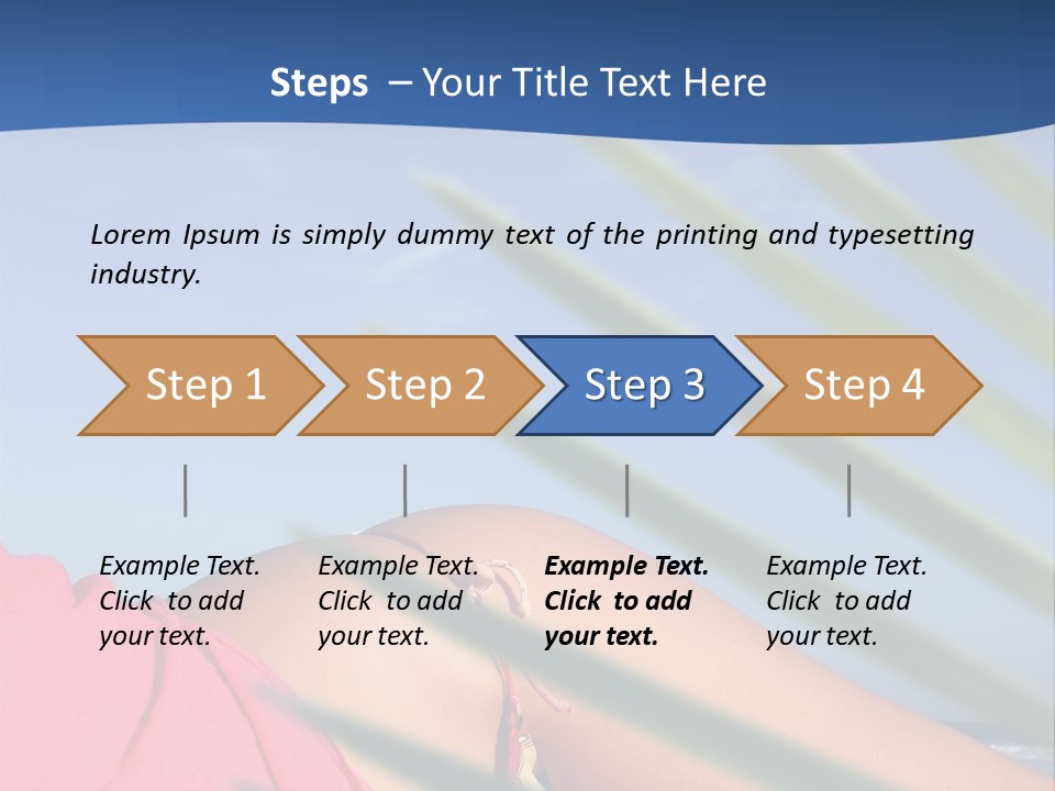 Woman In Kaftan On The Beach With Palm Foliage Foreground PowerPoint Template