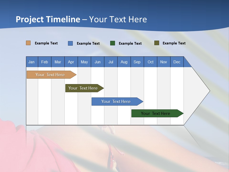 Woman In Kaftan On The Beach With Palm Foliage Foreground PowerPoint Template