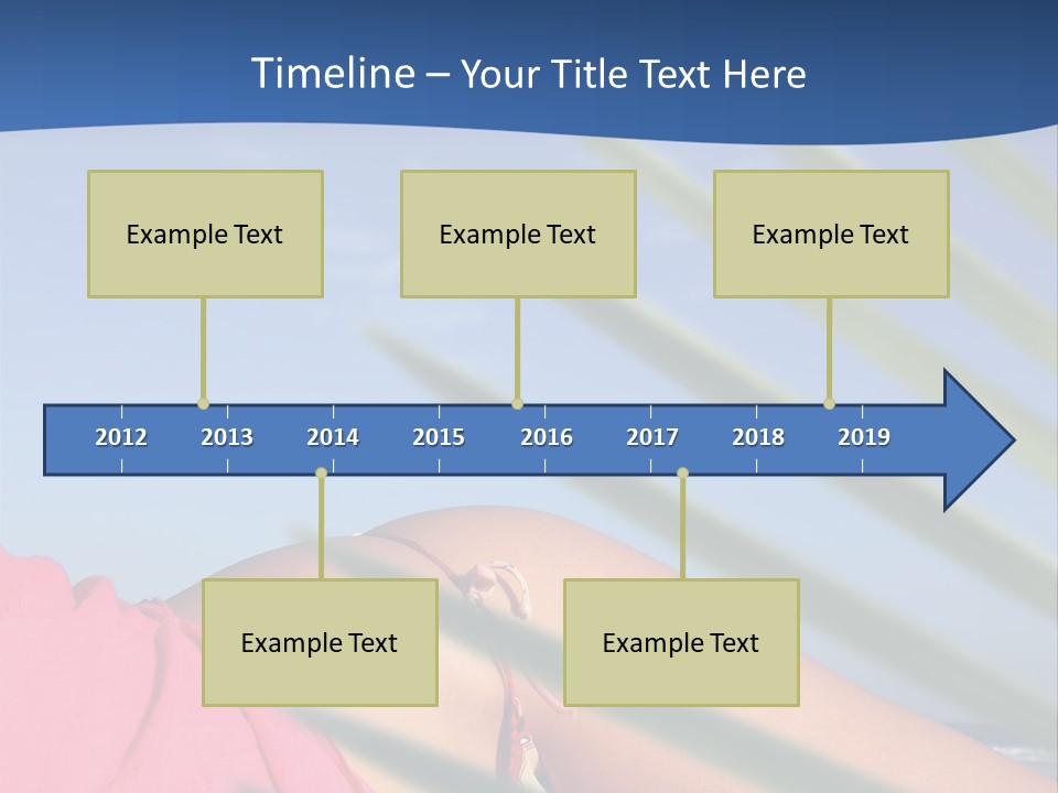 Woman In Kaftan On The Beach With Palm Foliage Foreground PowerPoint Template