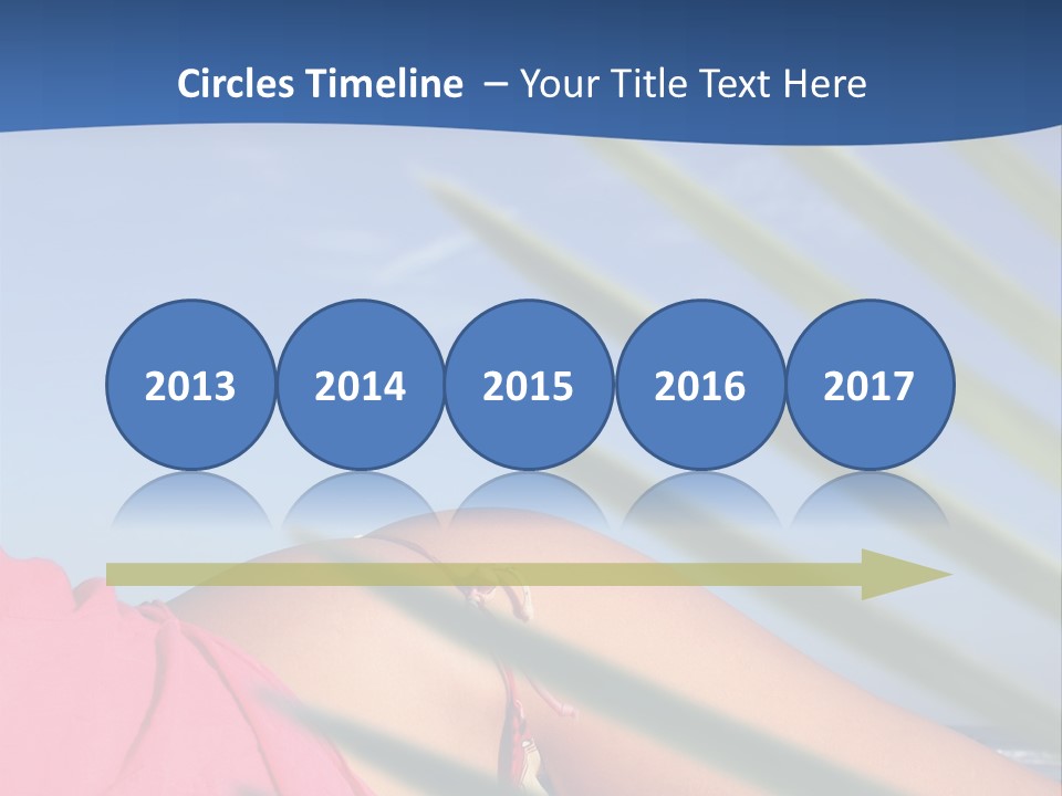 Woman In Kaftan On The Beach With Palm Foliage Foreground PowerPoint Template