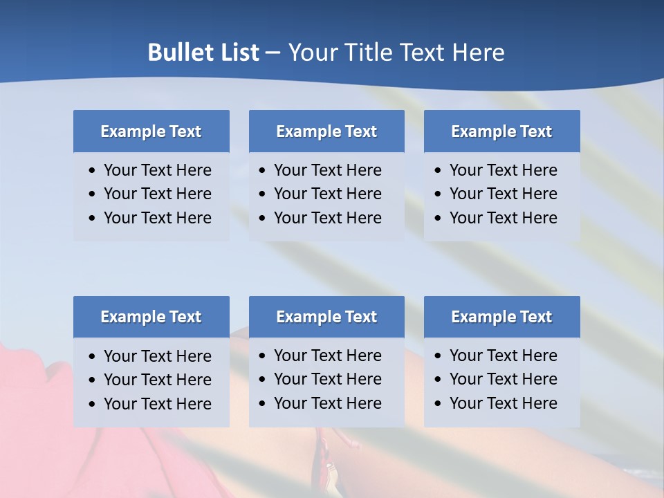 Woman In Kaftan On The Beach With Palm Foliage Foreground PowerPoint Template