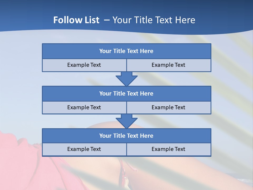 Woman In Kaftan On The Beach With Palm Foliage Foreground PowerPoint Template