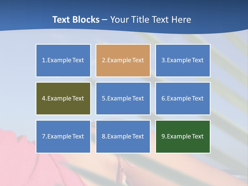 Woman In Kaftan On The Beach With Palm Foliage Foreground PowerPoint Template