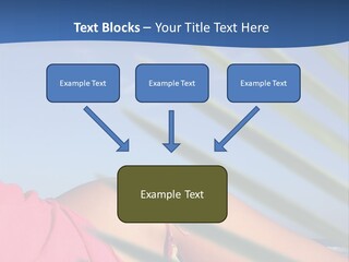 Woman In Kaftan On The Beach With Palm Foliage Foreground PowerPoint Template