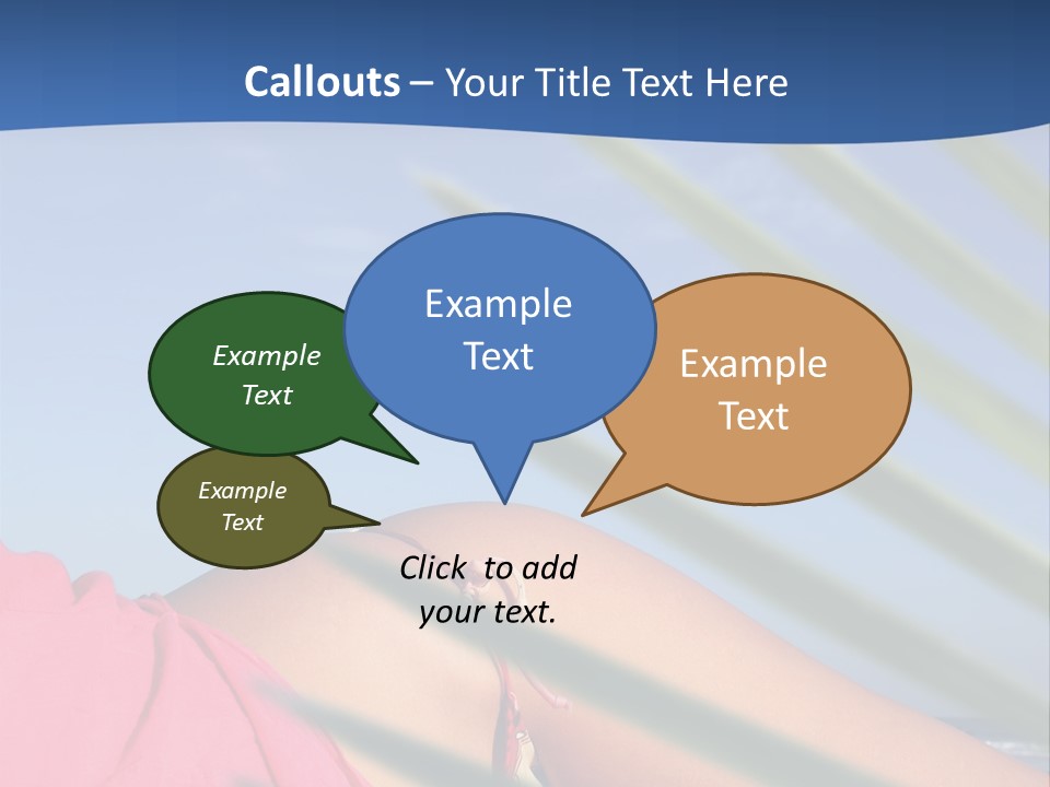 Woman In Kaftan On The Beach With Palm Foliage Foreground PowerPoint Template