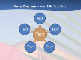 Woman In Kaftan On The Beach With Palm Foliage Foreground PowerPoint Template