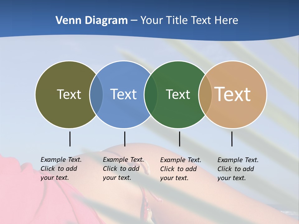 Woman In Kaftan On The Beach With Palm Foliage Foreground PowerPoint Template