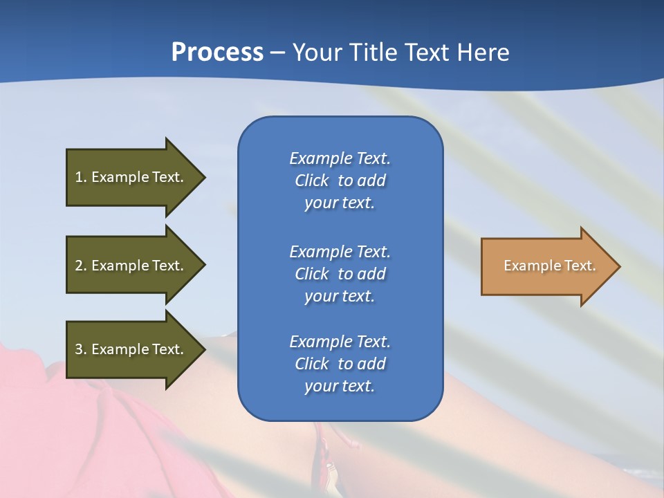 Woman In Kaftan On The Beach With Palm Foliage Foreground PowerPoint Template