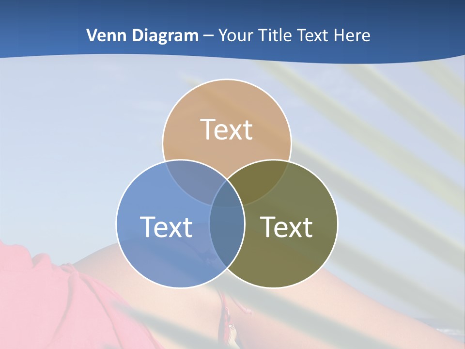 Woman In Kaftan On The Beach With Palm Foliage Foreground PowerPoint Template