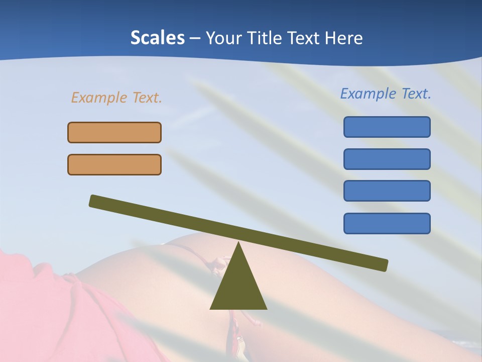 Woman In Kaftan On The Beach With Palm Foliage Foreground PowerPoint Template