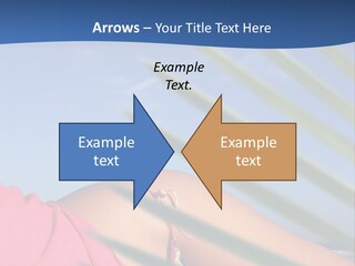 Woman In Kaftan On The Beach With Palm Foliage Foreground PowerPoint Template