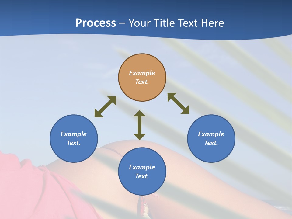 Woman In Kaftan On The Beach With Palm Foliage Foreground PowerPoint Template