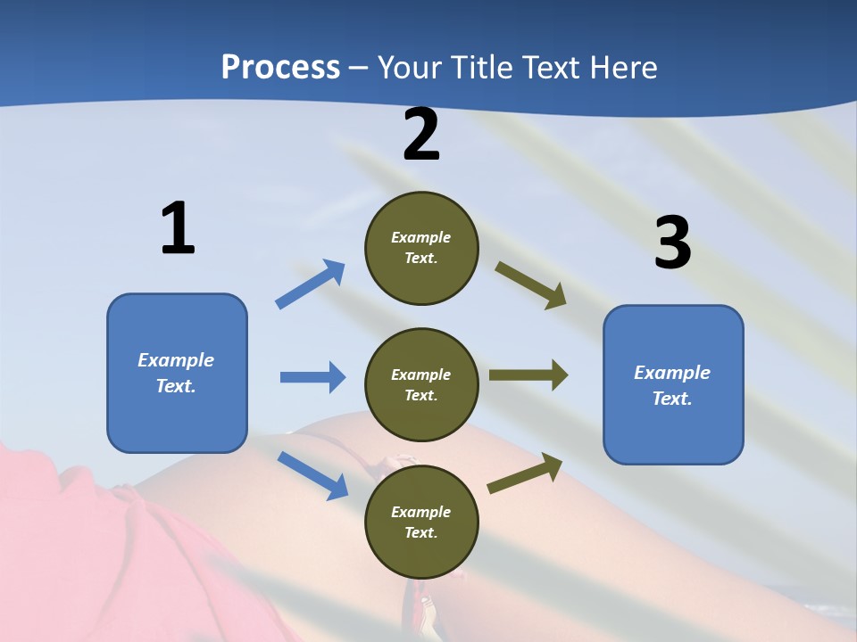 Woman In Kaftan On The Beach With Palm Foliage Foreground PowerPoint Template