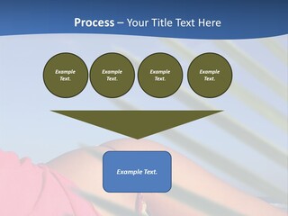 Woman In Kaftan On The Beach With Palm Foliage Foreground PowerPoint Template