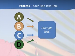 Woman In Kaftan On The Beach With Palm Foliage Foreground PowerPoint Template