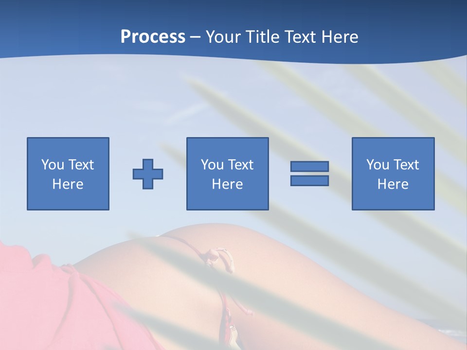 Woman In Kaftan On The Beach With Palm Foliage Foreground PowerPoint Template