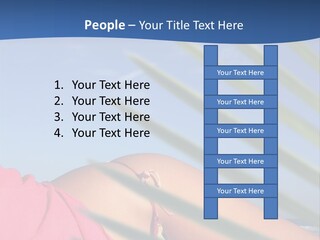 Woman In Kaftan On The Beach With Palm Foliage Foreground PowerPoint Template