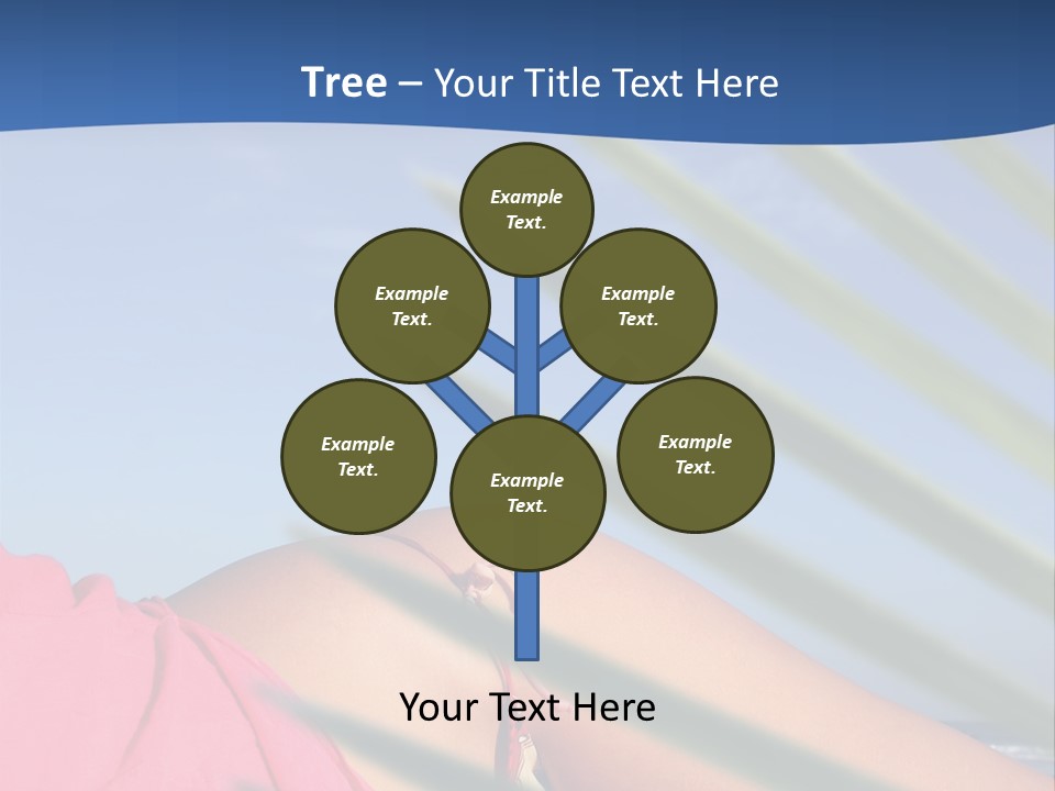 Woman In Kaftan On The Beach With Palm Foliage Foreground PowerPoint Template