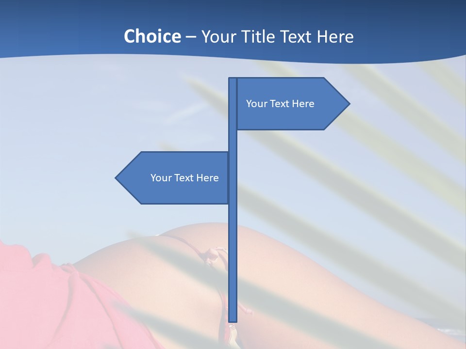 Woman In Kaftan On The Beach With Palm Foliage Foreground PowerPoint Template