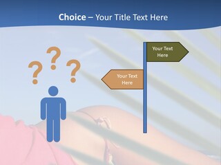 Woman In Kaftan On The Beach With Palm Foliage Foreground PowerPoint Template