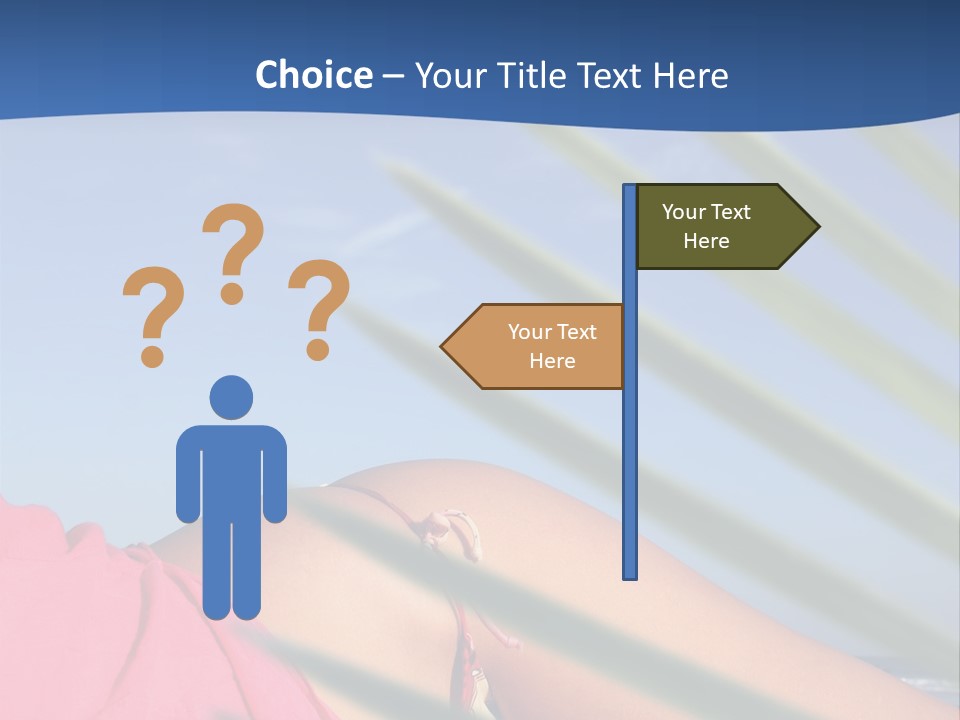 Woman In Kaftan On The Beach With Palm Foliage Foreground PowerPoint Template