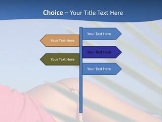 Woman In Kaftan On The Beach With Palm Foliage Foreground PowerPoint Template