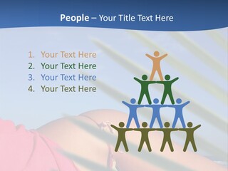 Woman In Kaftan On The Beach With Palm Foliage Foreground PowerPoint Template