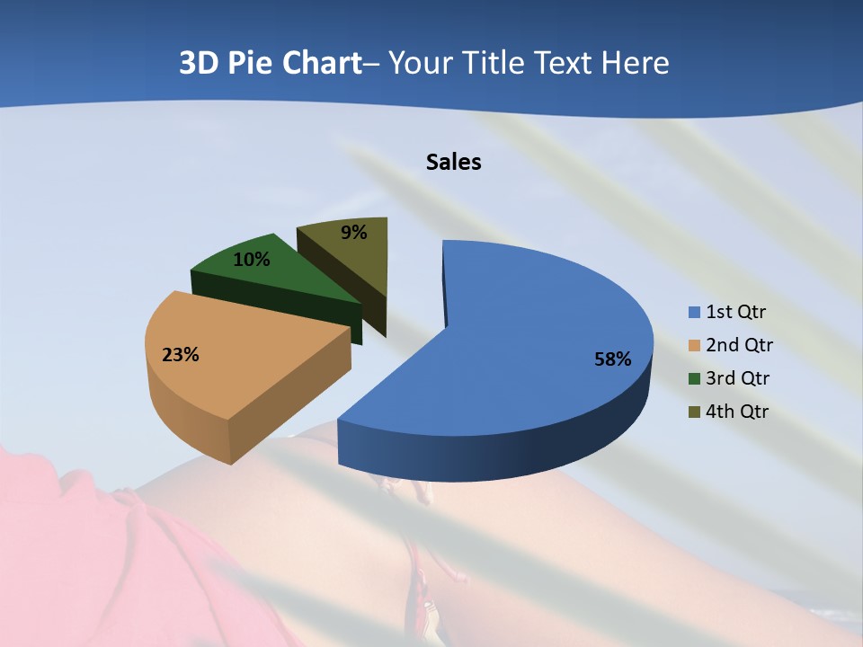 Woman In Kaftan On The Beach With Palm Foliage Foreground PowerPoint Template