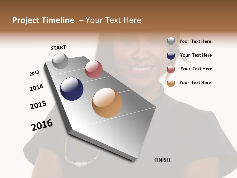 Attractive Young Brunette Hispanic Woman Health Care Worker With A Smiling Friendly Expression On White PowerPoint Template