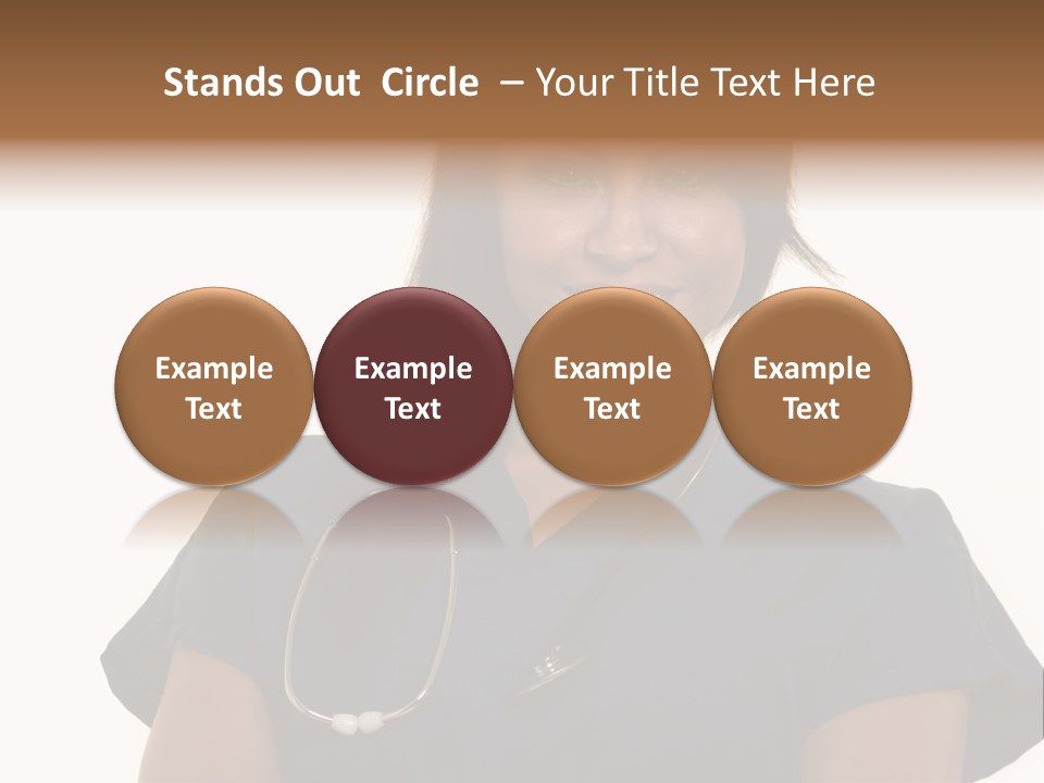 Attractive Young Brunette Hispanic Woman Health Care Worker With A Smiling Friendly Expression On White PowerPoint Template