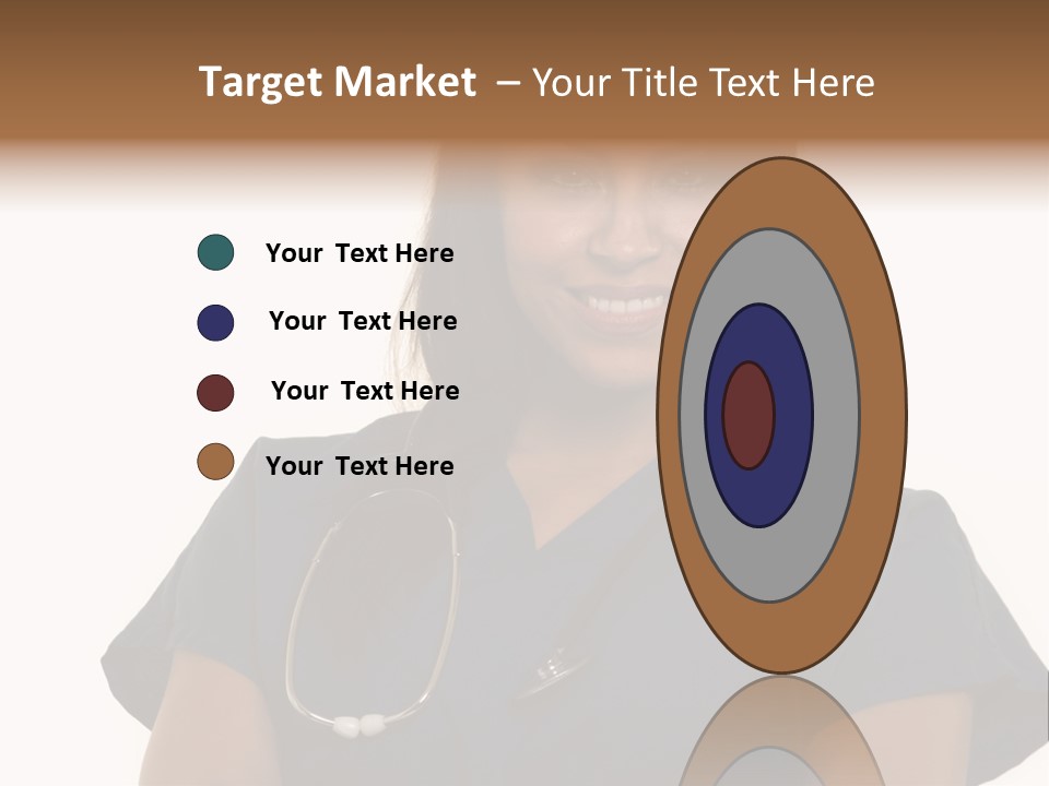 Attractive Young Brunette Hispanic Woman Health Care Worker With A Smiling Friendly Expression On White PowerPoint Template