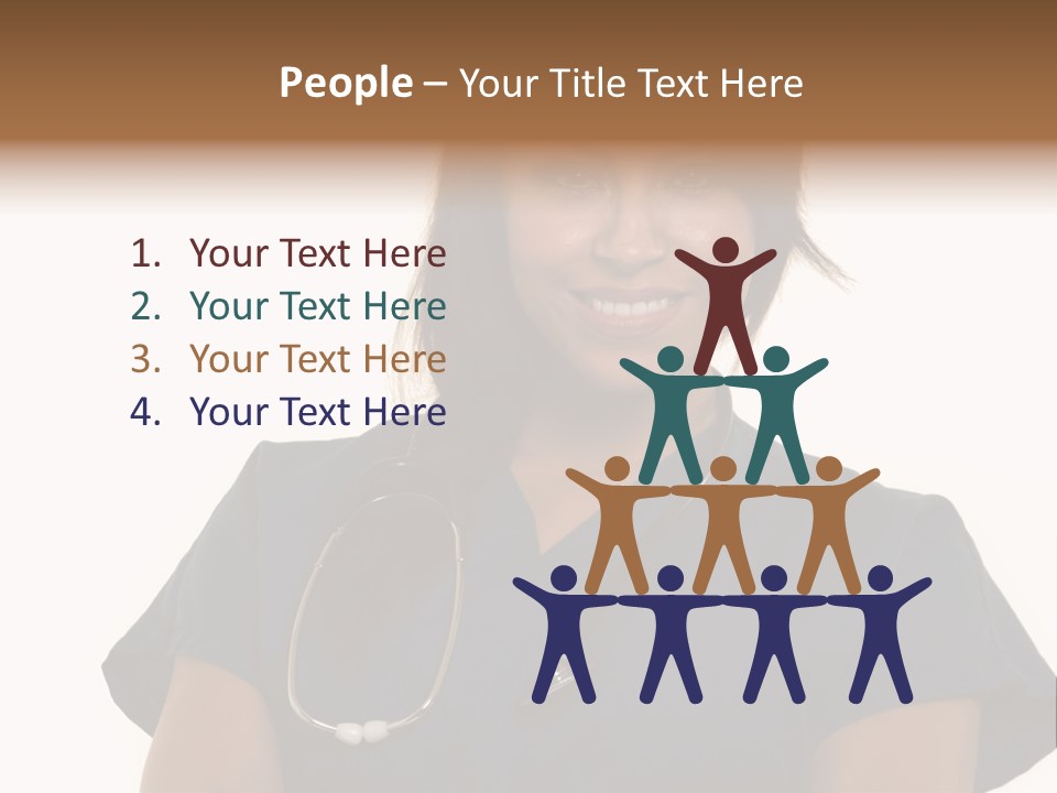 Attractive Young Brunette Hispanic Woman Health Care Worker With A Smiling Friendly Expression On White PowerPoint Template