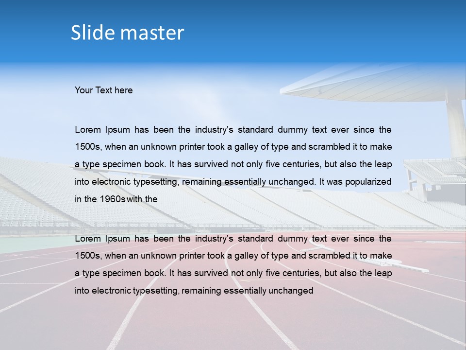 Running Tracks In An Empty Stadium PowerPoint Template
